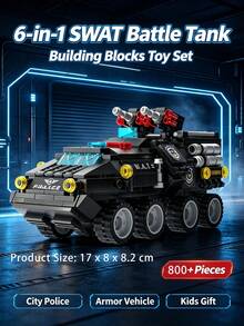 SWAT Tactical Armored Assault Vehicle Building Blocks Set, Military Armored Car DIY Bricks Model, Assembly Toy, Desktop Display Ornament, Gift Box Included,Birthday Gift For Ages 6+ Boys & Teens - Multicolor - View 7