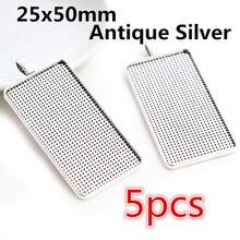 5pcs Rectangle Pendant Cabochon Blank Base Setting Bezel Tray 10x50mm/10X25mm/25x50mm Inner Size Alloy DIY Jewelry Making Accessories - Rectangular Base - View 18
