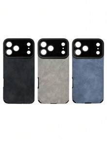 Estuche de teléfono a prueba de golpes de unicolor con textura mate, 3 piezas de unicolor para iPhone16, iPhone16promax, iPhone16pro, iPhone16plus, a prueba de agua, a prueba de golpes, resistente a caídas y arañazos, regalo de oficina y negocios - Multicolor - Ver 43