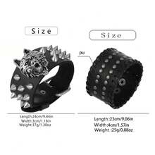 2pcs Punk Style Sports Casual Geometric Design Bracelets, Suitable For Men's Party, Sports And Fashion Wear, Exquisite Bracelet Gift For Men - Black - View 2