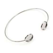 1 Piece 12mm Inner Size Double Trays Stainless Steel Bangle Bracelet Cabochons Blank Base Setting Bezel Trays DIY Jewelry Making Accessories - Bracelet Base - View 2