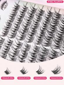 D-Curl Lash Clusters, Single Fluffy Lashes, 12 Rows Mixed Length 10-16mm Lash Extensions, Soft Natural Voluminous False Lashes, DIY Lash Extension At Home, Lash Clusters, Single Lashes - D - View 13