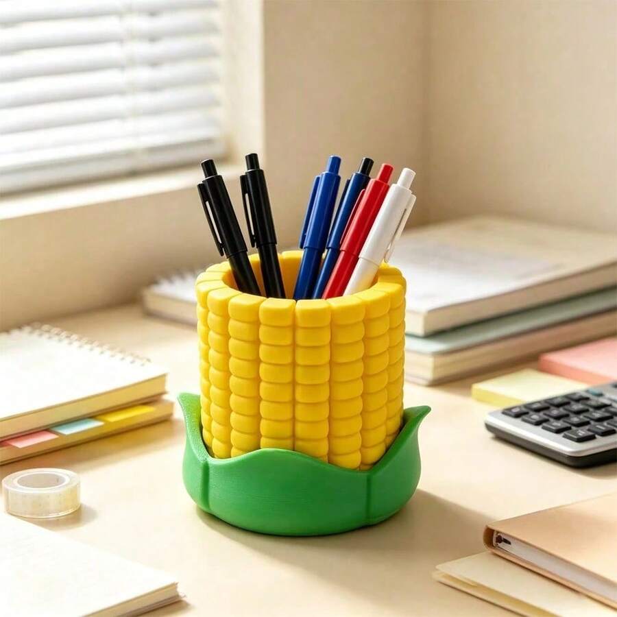 A Creative, Retractable Corn-Shaped Pen Holder: Combining Stationery Storage With Desktop Decor, It Is Perfect For Student Stationery Collections, Offers Simple Stress-Relief Functionality, And Makes An Ideal Christmas Or New Year Gift. - Sets - View 1