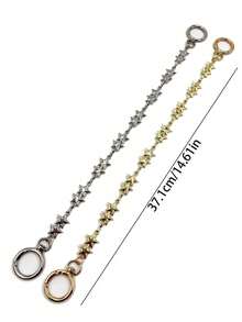 1pc Vintage Star Coin Tassel Bag Chain, Silver Boho Style Purse Decor Chain, Detachable Clasp Shoulder Bag Accessory Charm - Multicolor - View 2