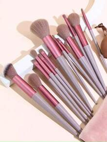 Brown Makeup Brush Set With Makeup Sponge, Eyeshadow, Foundation, BB Cream, Concealer, Blush, Powder, Mixed Beauty Soft Comprehensive Makeup Tools For Women - Brown - View 9