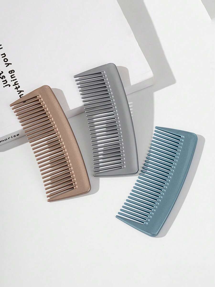 Multi-Color Minimalist Electroplated Hair Comb, Portable Small Comb For Women, Anti-Static Hair Styling Comb, Mini Plastic Hair Comb For Carrying - Multicolor - View 1