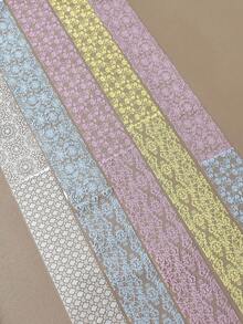 5pcs Macaron Lace Nail Art Transfer Paper, French Hollow Grid Flower Stickers, 10 Grids Nail Decoration Printing - Multicolor - View 3