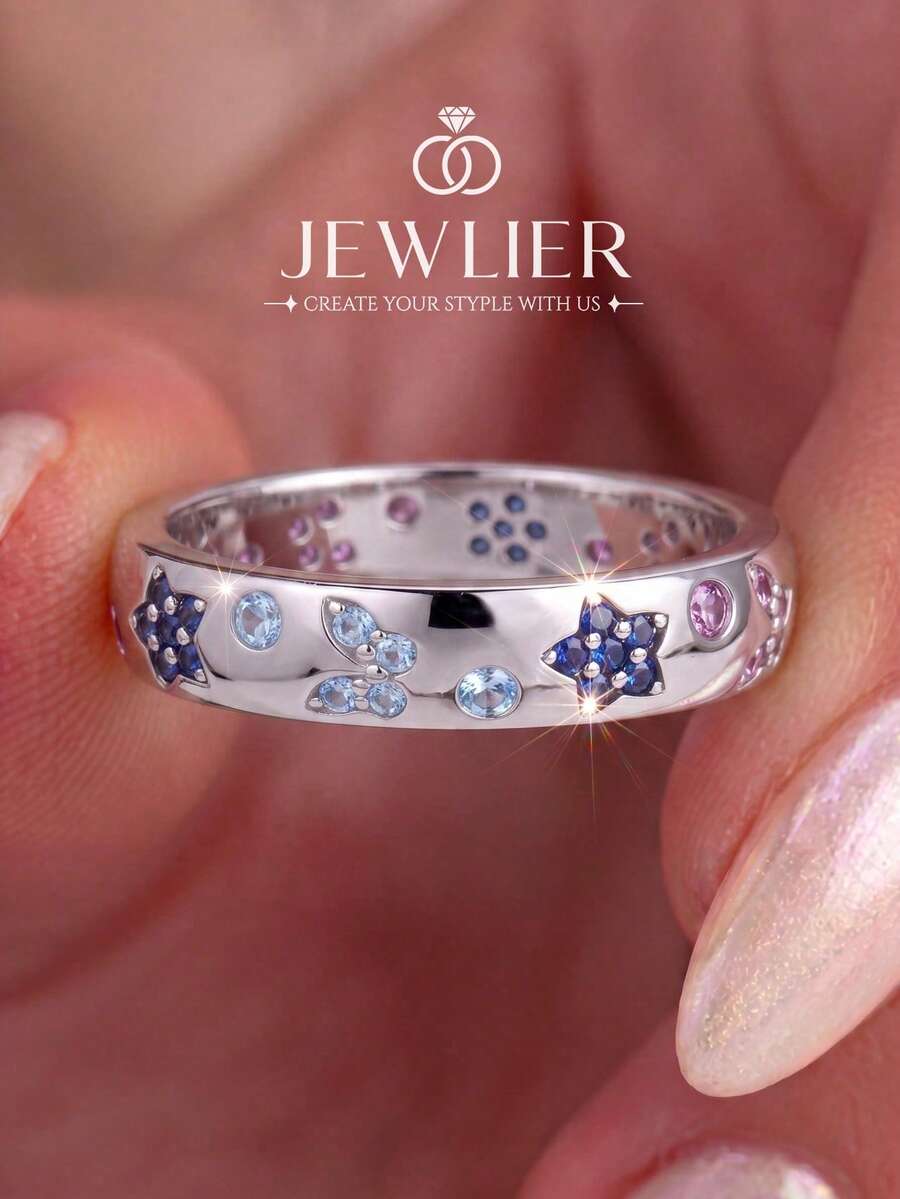 1pc Floral Butterfly Colorful Ring, Multiple Sizes Available, Suitable For Women, Ideal Gift For Dating