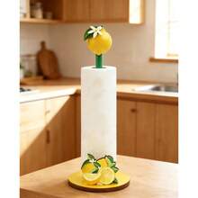 Wooden Lemon-Shaped Kitchen Paper Towel Holder, Creative Vertical Roll Paper Storage Stand, Cute Fresh Fruit Decorative Ornament, Home Countertop Toilet Paper Rack, Nordic Style Dining Table Soft Decor, Kitchen Practical Tool, Holiday New Home Gift - Multicolor - View 1