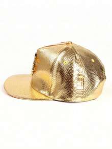 1 Men's Dollar Metal Label Leather Flat Brim Hip Hop Hat Party Personality Spring Autumn Trucker Hat Large Head Circumference Street Baseball Cap - Multicolor - View 5