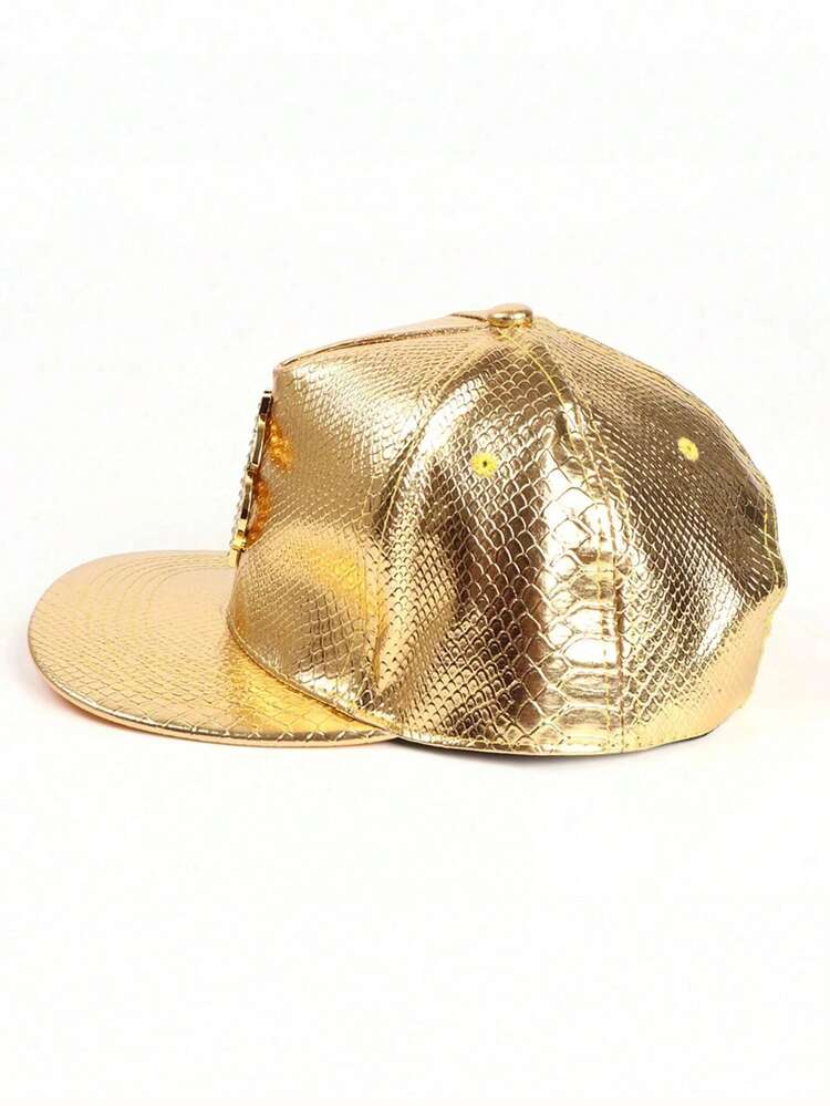 1款男士美金金屬標籤皮革平帽簷嘻哈帽 派對個性款 春秋卡車帽 大頭圍街頭棒球帽 - 多色 - 查看 5