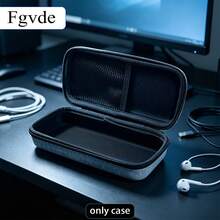 Fgvde Hard Shell Accessory Storage Bag, With Independent Mesh Pocket, Spacious Interior, Can Store Batteries, Earphones And Digital Cables, Linen Fabric, Suitable For Gaming Desk, Office And Travel, Only Includes Storage Bag, Does Not Include Other Accessories - View 4