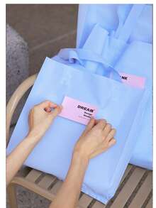 1/3pcs Blue Thick Frosted Plastic Shopping Bags, Suitable For Clothing Stores, Shopping Malls, Supermarkets And Gift Bags Christmas Gift Bags Party Bags - Baby Blue - View 11