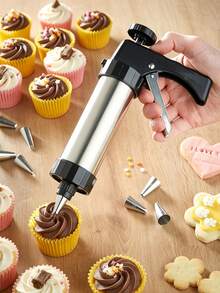 Set Cetakan Kue Kering Stainless Steel, Pistol Semprot Krim Multifungsi, Ekstruder Kue Kering yang Dapat Dicuci, Cocok untuk Membuat Donat dan Kue Krim, Perlengkapan Dapur, Dekorasi dan Aksesoris Dapur Musim Gugur, Halloween, Natal, Aksesoris Bar Kopi - MultiWarna - View 8