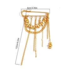 1pc Niche Design Vintage Punk Chain Brooch, Asymmetrical Crushed Stone Tassel Brooch, Cool Street Style Accessory - Silver - View 4