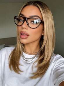 1pc Personalized Casual Cat Eye Large Frame Fashion Clear Glasses, Leopard Print Versatile Women's Eyewear, Suitable For Daily Wear, Street Photography, Back To School, Commuting, Vacation, Travel, Beach Accessory - Leopard - View 1