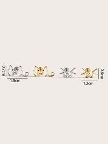 1pc Cute Minimalist Stainless Steel Stud Earrings Suitable For Women's Daily Wear - Cat - View 5