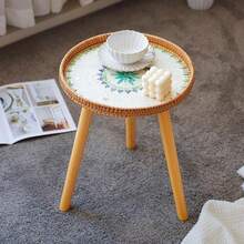 Bàn cạnh tròn đan mây thủ công với mặt bàn họa tiết mosaic, phù hợp trang trí nhà phong cách Bohemian, bàn cạnh tròn nhỏ - Nhiều màu - Xem 12