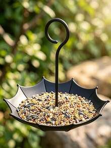 1pc Umbrella Style Bird Feeder & Bath, Multi-Functional Bird Feeding Tray, Landscape Decor, Photo Prop, For Garden, Balcony, Backyard, Weatherproof Plastic, Shaded Design, Ideal Gift For Bird Enthusiasts - Multiple Styles - View 3