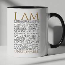 Positive Affirmation Coffee Mug, I Am Unstoppable Inspirational Word List Printed Ceramic Cup, Encouragement Motivational Gift For Women Friends Birthday Holiday Present - Multicolor - View 2