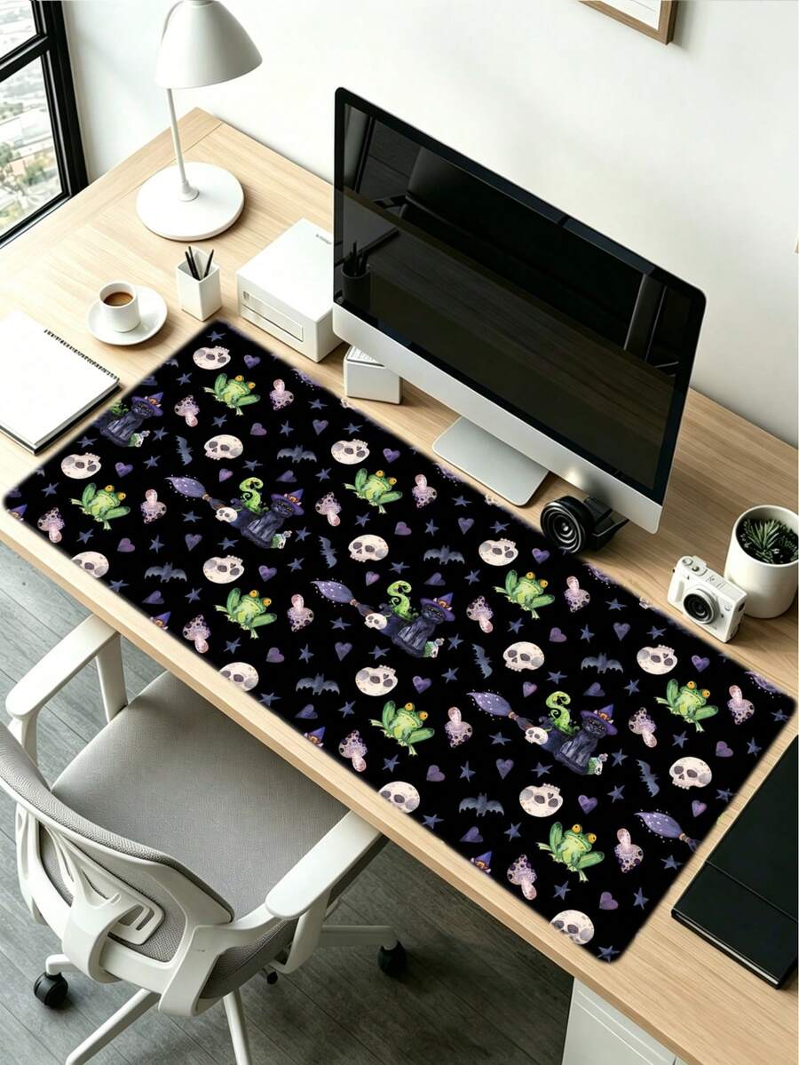 Halloween Cute Cat Spirit Desk Pad Mouse Pad, Multiple Sizes Available, Non-Slip Rubber Bottom With Stitched Edges, Decorative Desktop, Suitable For Back To School And Office Use - View 1