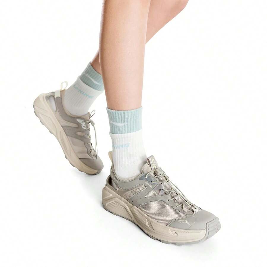 LI-NING 戶外登山水鞋 防滑耐磨大底 透氣網布一腳蹬運動鞋 AGHW003 - 雲母灰/炊煙灰 - 查看 1