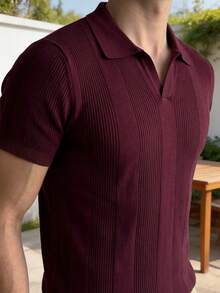 ALTZTAR Men's Vintage Casual Short Sleeve Polo Shirt For Vacation And Travel - Burgundy - View 1