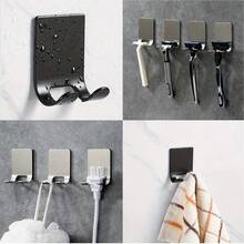 2pcs Stainless Steel Razor Holder, Waterproof Self-Adhesive Razor Hook, Suitable For Bathroom And Kitchen Robe, Towel, Plug And Coat Wall Hook - Silver [two] - View 12