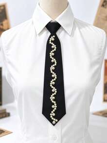 1pc Women's Pearl Fashion Necktie Accessory - Black - View 2