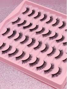 20 Pairs 3D Natural False Eyelashes, 1/2/5 Boxes, Multiple Packaging Options, Suitable For Wholesale, Thick & Curly, Create Charming Eyes, Essential For Daily Wear And Dates, Realistic Makeup Look - Black - View 2