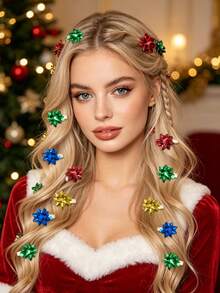 Women's Christmas Metal Star Hair Clip Set, Colorful Y2K Hair Clips, Suitable For Women And Girls' Christmas Party Costumes And Accessories, Christmas Parties, Family Gatherings, Christmas Photoshoots, Christmas Hair Clips, Women's Halloween Hair Accessories, Christmas Hair Accessories, Christmas Decorations, Christmas Accessories, Christmas Costumes, Christmas Gifts, New Autumn Arrival - Multicolor - View 5