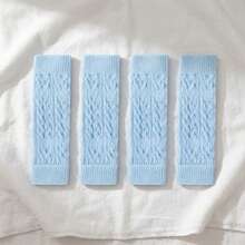DomKim 4pcs/Set Knitted Dog Leg Sleeves, High Elastic Anti-Slip Pet Knee Pads, Ribbed Cuff, Joint Support Leg Fixation Socks, Winter Warm Paw And Leg Protectors, Prevent Injury, Suitable For Small, Medium And Senior Dogs Outdoor Walking In Cold Weather - Dusty Blue - View 14