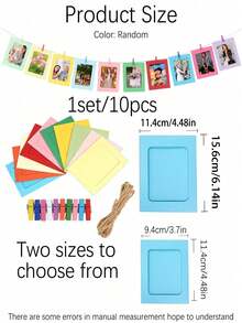 Photo Display Frame Set With Mini Clips And Jute Rope, Colorful DIY Photo Hanging Frame Set, Suitable For Christmas Tree Decoration, Family Memory Wall, Party Home Decor, Birthday Celebration, Scrapbook Photos, Creative Gift Craft Materials - Colorful Photo Frame - View 7