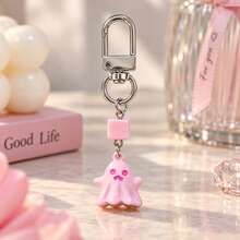 1pc/3pcs Unisex Colorful Enamel Halloween Cartoon Ghost Funny Pendant Square Bead Keychain Accessory, Halloween Gift For Couples, Friends, Besties, Wallet Charm, Cute Bag Pendant - Multicolor - View 8