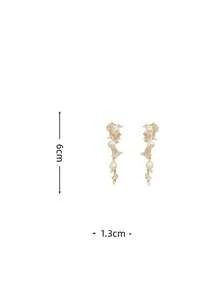 1 Pair Of Fashionable Personalities Long Style Faux Pearl Earrings Sweet And Minimalist Style Wedding Party Accessories - Silver - View 5