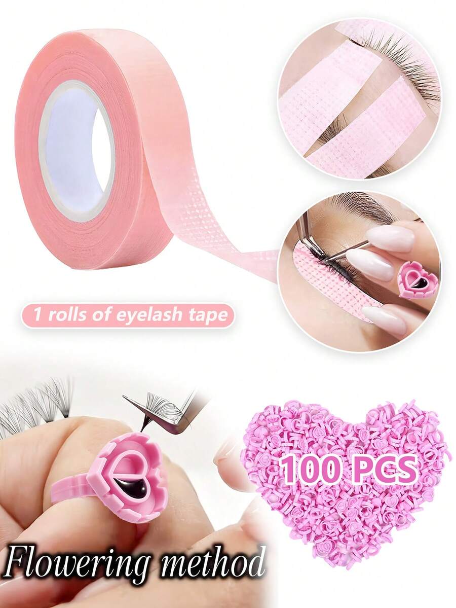 Cangkir Lem Bulu Mata Warna Pink (Bentuk Hati dan Segitiga), Cangkir Lem Ekstensi Bulu Mata, Cangkir Lem Berbentuk Kipas, Alat Ekstensi Bulu Mata; Cocok untuk Ekstensi Bulu Mata, Alat Bulu Mata, dan Perlengkapan untuk Seniman Bulu Mata. - MultiWarna - View 1