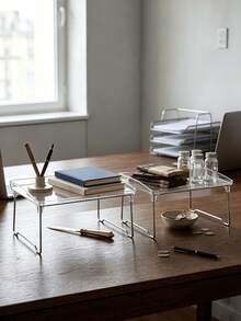 1-Piece Transparent, Modular Kitchen Tiered Shelf; Moisture-Proof And Mold-Resistant, Sturdy And Durable; Suitable For Kitchens, Bathrooms, Dressing Tables, Countertops, Wardrobes, Holiday Supplies, Birthday Gifts. - Clear - View 4