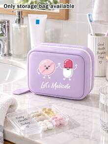 Pill Storage Box Set, Featuring A Cartoon Smiling Face Pill Pattern, 7-Day Large Capacity Pill Organizer With 2 Compartments Per Day, 14 Colorful Compartments, Reusable Travel Medicine Storage Bag, Suitable For Small Daily Items, Ideal For Health-Conscious And On-The-Go Users, Essential Medical Accessory - Multicolor - View 3