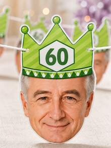 8/16/24pc Personalized Crown Party Hat Face Banner,Custom Photo Face Bunting Garland,Birthday Party Decorations, Custom Face Banner, Face Garlands,Milestone Birthday Party Decor,Home Decor - Multicolor - View 4