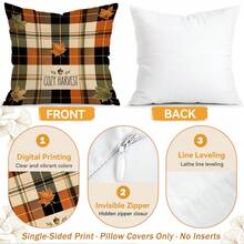 4pcs/1pc Plaid & Polka Dot Autumn Pattern Pillow Covers, Single-Sided Printed Cushion Cases Without Inserts, Suitable For Living Room Bedroom Home Decor, All Season Use - Multicolor - View 4