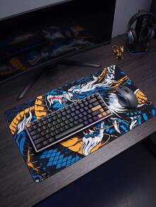 Chinese Dragon Pattern Large Desk Mouse Pad, Non‑Slip Rubber Base Keyboard Mat For Gaming Office - View 3