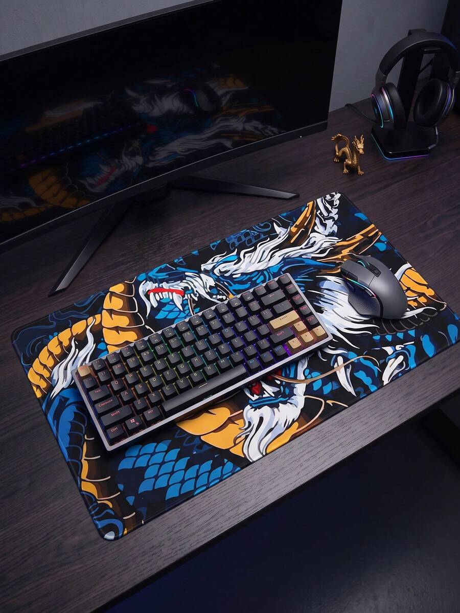 Chinese Dragon Pattern Large Desk Mouse Pad, Non-Slip Rubber Bottom Keyboard Pad, Suitable For Gaming And Office - View 1