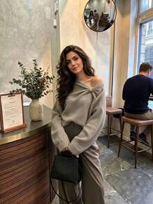 Women's New Autumn/Winter Round Neck Long Sleeve Knit Loose Top, Casual Commute - Apricot - View 3