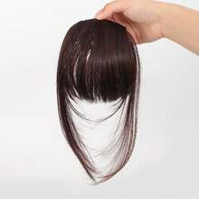 1pc Clip-In Bangs Hair Piece, Thin Tulle Fringe Hair Extension With Sideburns, Synthetic Fiber Natural Style Fake Bangs Hair Accessory, Forehead Hairline Coverage Hair Ornament Suitable For Women And Girls Daily Wear - Multicolor - View 8