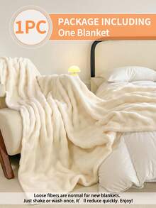1pc Solid Color Blanket, Sofa Throw, Comfortable & Warm, Soft & Delicate Texture, Minimalist Fashion Design, Suitable For Sofa, Bedroom, Living Room And More, All Season Use, Machine Washable - White - View 2