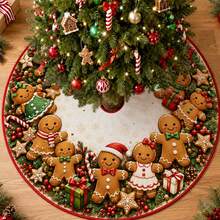 1 buah Alas Pohon Natal Motif Manusia Kue Jahe, Dekorasi Liburan Warna Elegan, 5 Ukuran, Hadiah Liburan Unisex, Cocok Untuk Dekorasi Rumah dan Pesta Natal - Mengumpulkan Hadiah Kue Jahe Pohon Natal - View 2