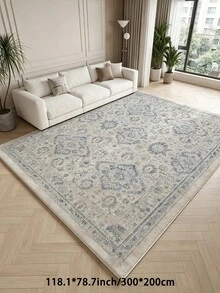 1pc Light Blue Bohemian Living Room Rug. Suitable For Kitchen, Dining Room, Bedroom, Room Holiday Decor, Indoor/Outdoor, Office, Lobby, Non-Slip Doormat, Bathroom Rug, Hallway, Study Gaming Area Rug. - Dusty Blue - View 19