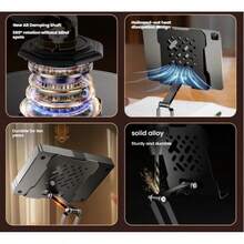 Dudukan Tablet untuk iPad, Dapat Disesuaikan dengan Dasar Berputar 360° untuk Meja, Dudukan Tablet Putar Aluminium Kompatibel dengan iPad Air, Mini, 10.2, 9.7, Pro 11/13 dan Lainnya, Hitam - View 4