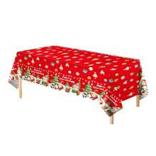 3 Pieces1-Piece Christmas Disposable Party Rectangular Tablecloth, Santa And Snowman Design, Suitable For Rectangular Tables, Winter Christmas And New Year Party Decoration, 54*108 Inches - Red and Green - View 8