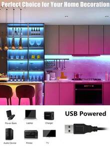 Bedroom LED Light Strip, 3.28ft (1 Roll) ~ 98.42ft (2 Rolls) RGB LED Light Strip With Infrared 44-Key Remote Control, USB 5V LED Light Strip With Adhesive Backing, Adjustable Color, Bedroom Party Decoration - 3535RGB - View 7
